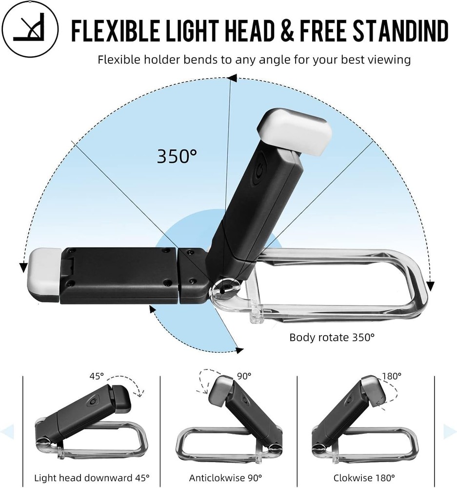Dimmable LED Book Light - Portable Clip-On Design for Comfortable Night Reading