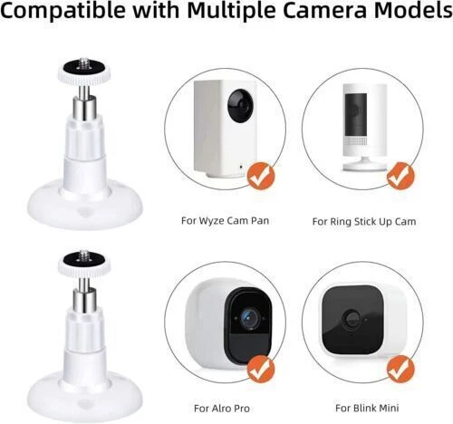 2pcs Universal Wall Mount Bracket for Security Camera with 1/4" Screw Connector