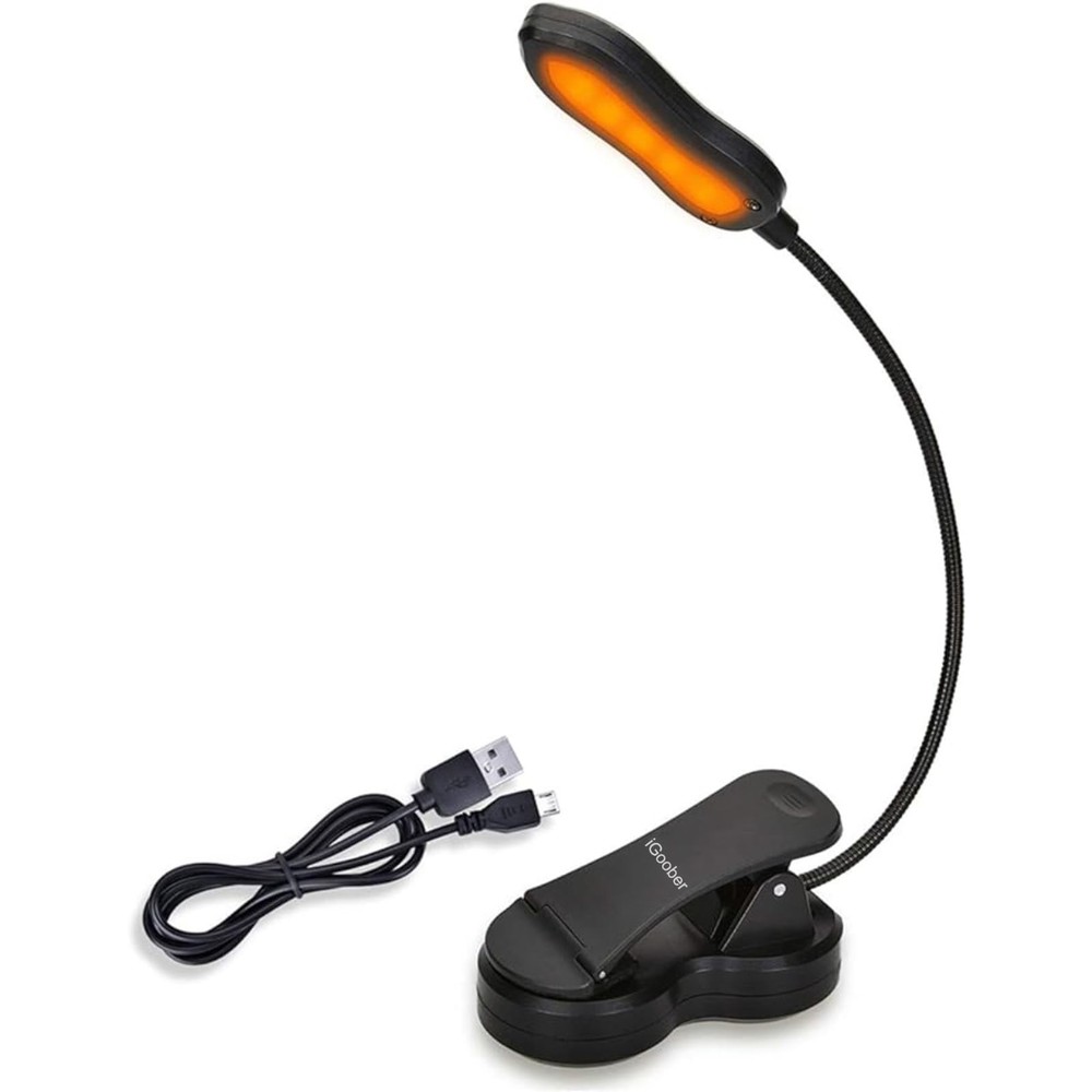 Amber Book Light, Rechargeable Blue Light Blocking Reading Light, Cli