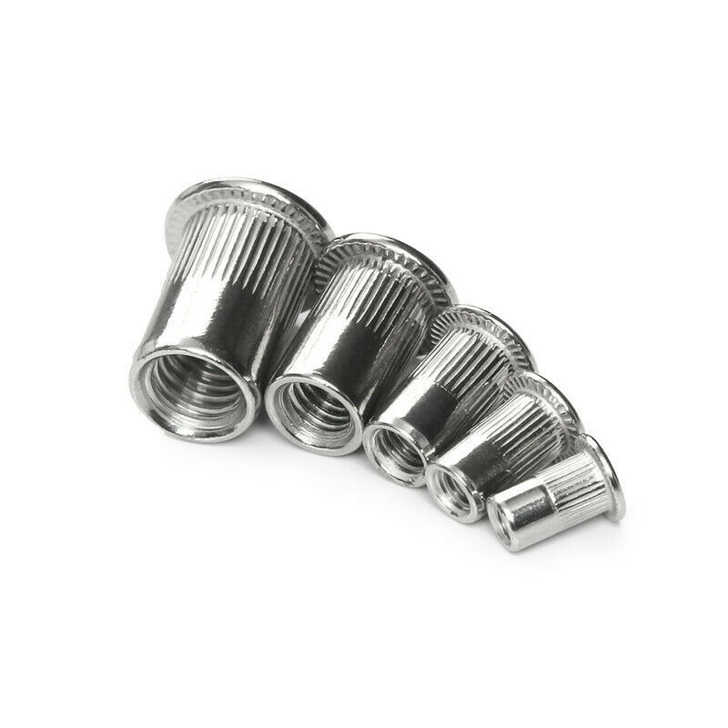 150PCS Rivet Nuts Kit Stainless Steel Flat Head Threaded Insert Nutsert Set US
