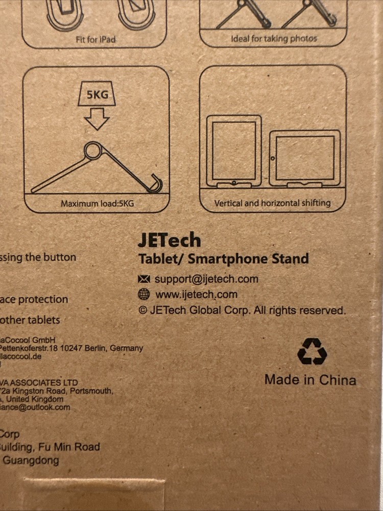 JETech Tablet Stand, Adjustable Portable Desktop Holder, Silver