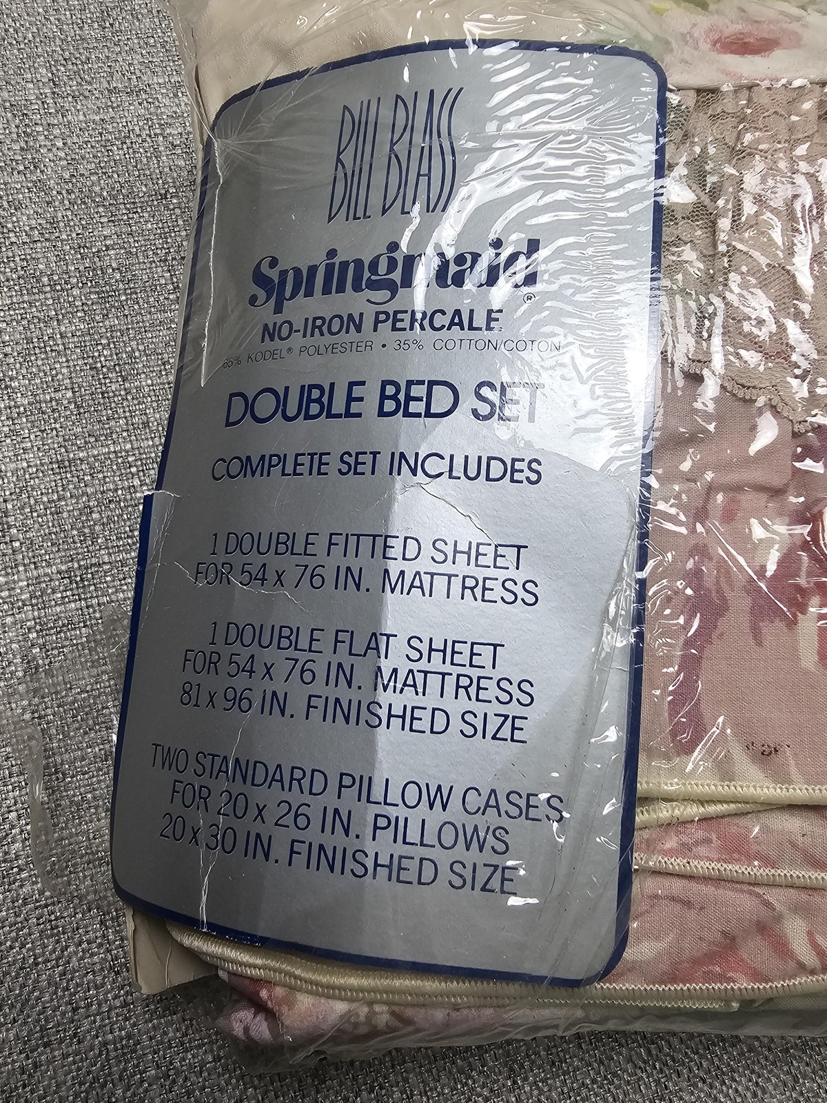 Vintage Bill Blass Springmaid Double Bed Set Floral Windemere No-Iron USA New