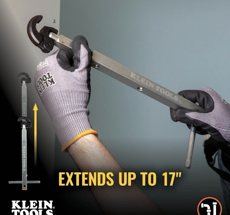 Klein Tools Adjustable Telescoping Basin Wrench 10”–17” – Plumbing Tool