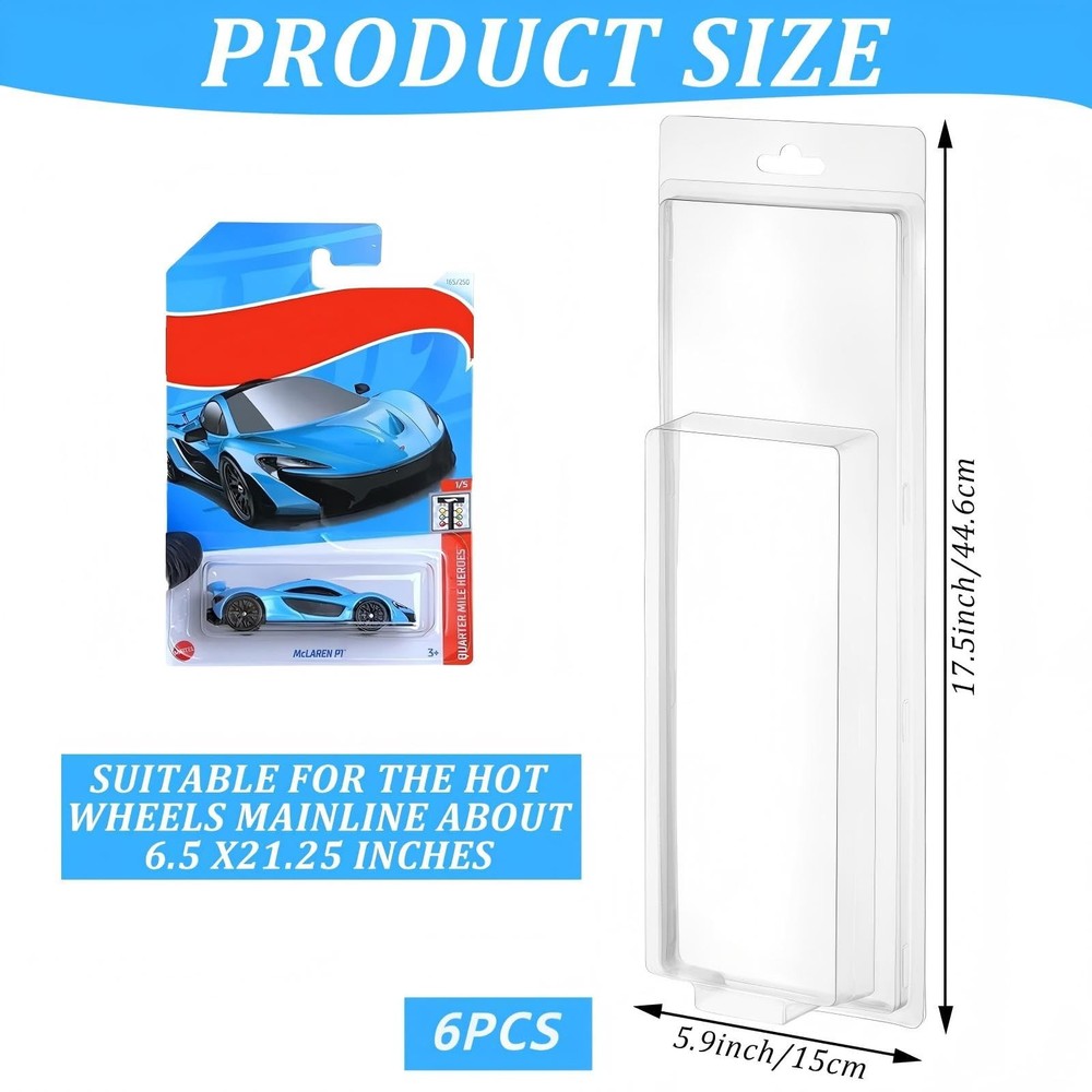 6 Pack 5 Separate Car Protector Case for Hot Wheels Mainline,Protector Packs