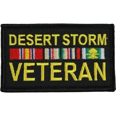 Desert Storm Veteran - 2" x 3" Hook & Loop 2 Piece Black Patch