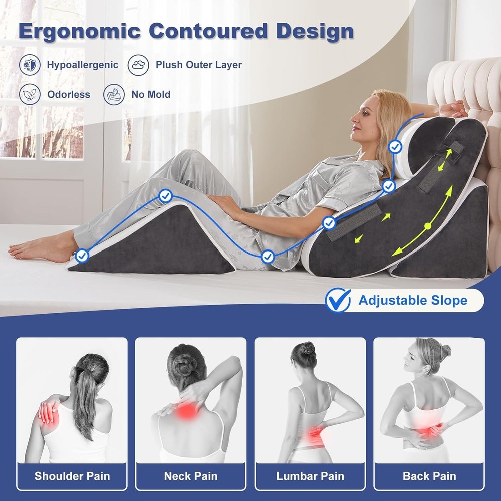 Orthopedic Bed Wedge Pillow Set, 4PCS