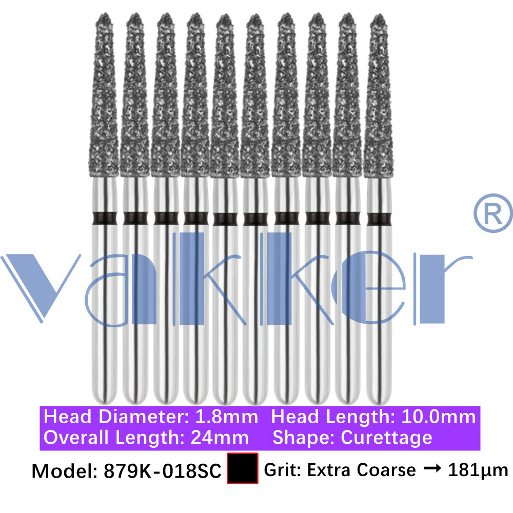 Vakker 10pc Dental Diamond Burs Friction Grip Super Coarse, Coarse Handpiece Bur