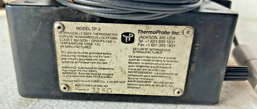 ERGON THERMOPROBE TP-2 THERMOMETER 12.6V-AC.