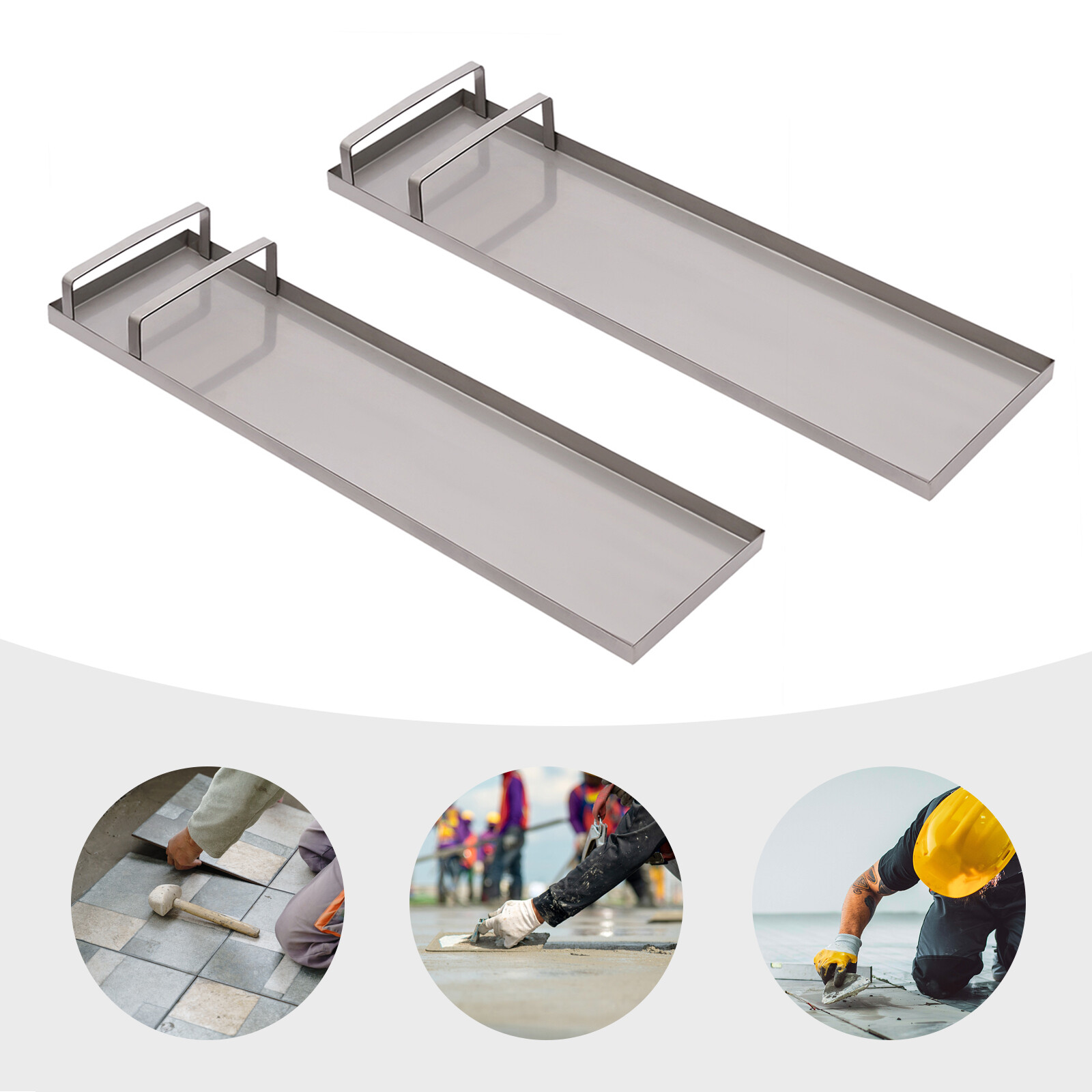 28"x8" Stainless Steel Concrete Slider Knee Boards Pair Sliding Boards with Pads