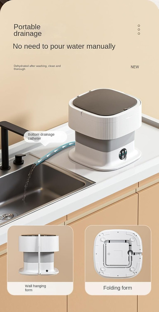 Mini Laundry Machine - 11L Foldable Compact Washer with Integrated Spin Dryer