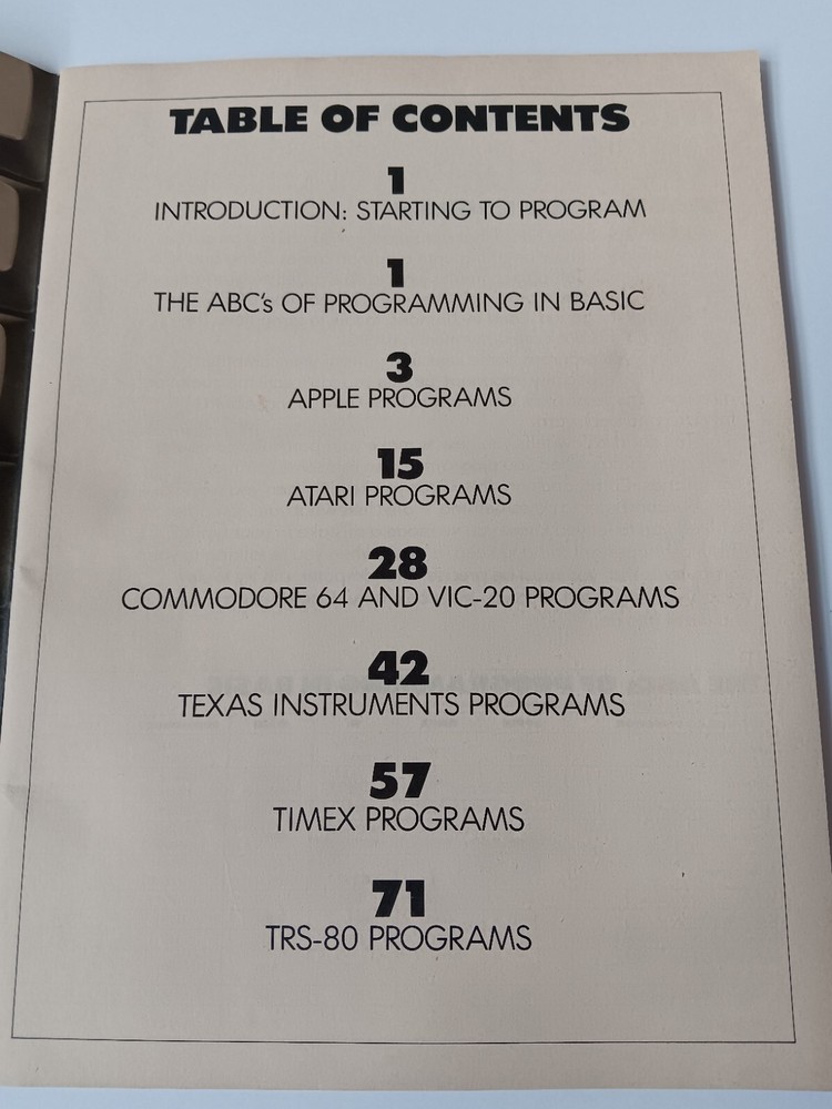 10 Starter Programs Family Computing Apple Atari Comm 64 Vic 20 TI Timex TRS-80