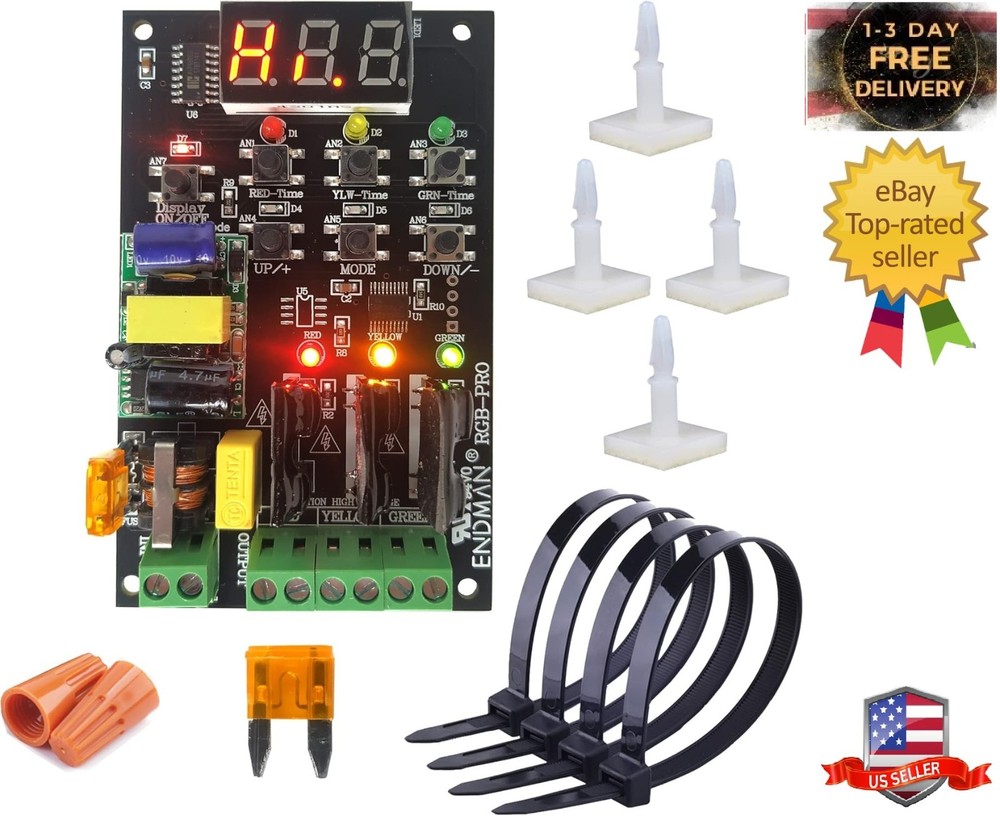 Traffic Light Controller Sequencer with 39+ Sequences, 3 Channel 80VAC-260VAC, L