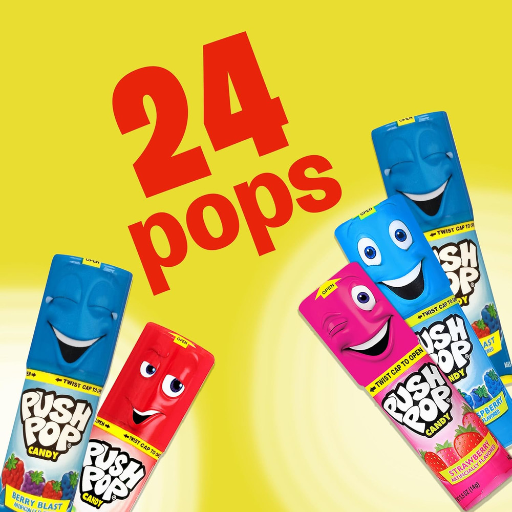 Push Pop Easter Candy Variety Pack, 24Ct Bulk Individually Wrapped Lollipops in