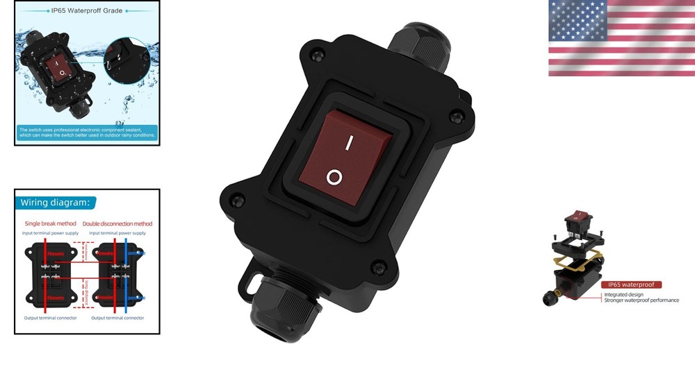 30A Outdoor Waterproof Rocker Switch - Durable Toggle with Certification