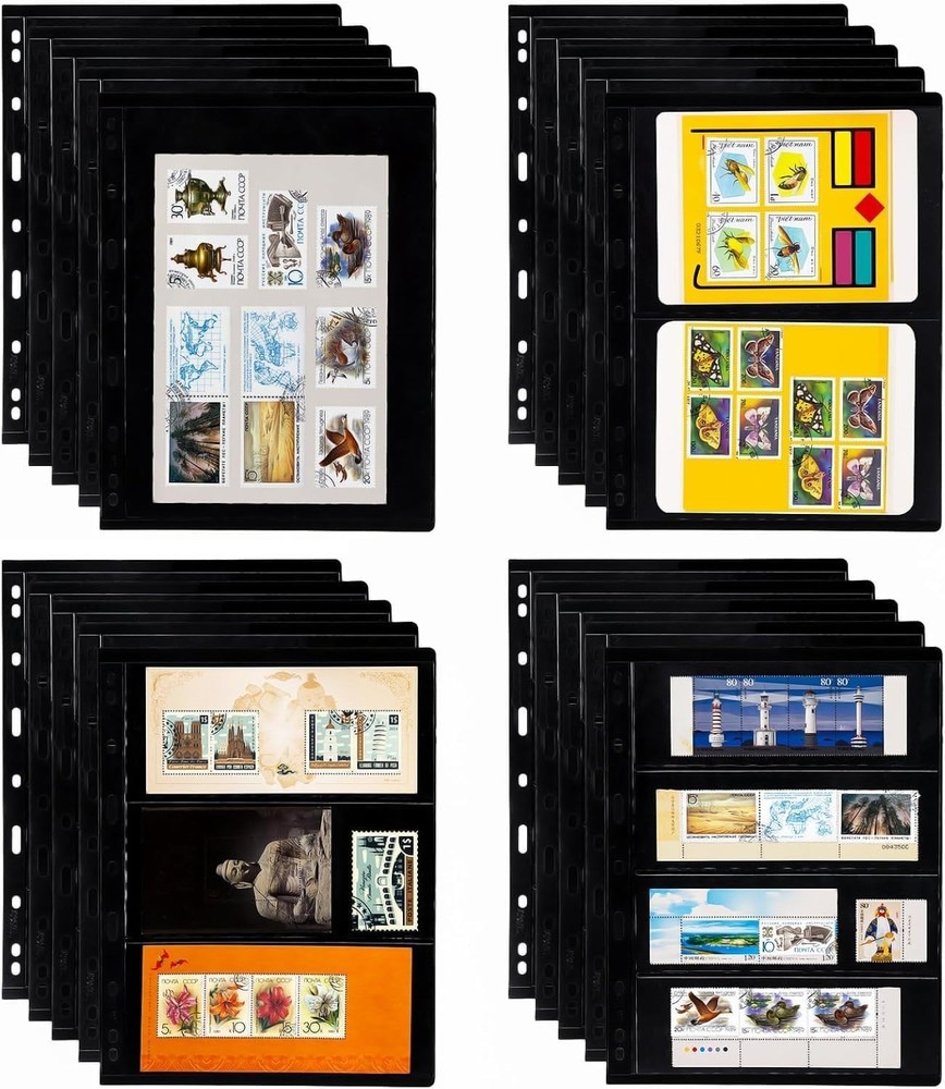 20 Sheets 40 Pages Stamp Album Pages, 9-Hole Stamp Collection Inserts Double Sid