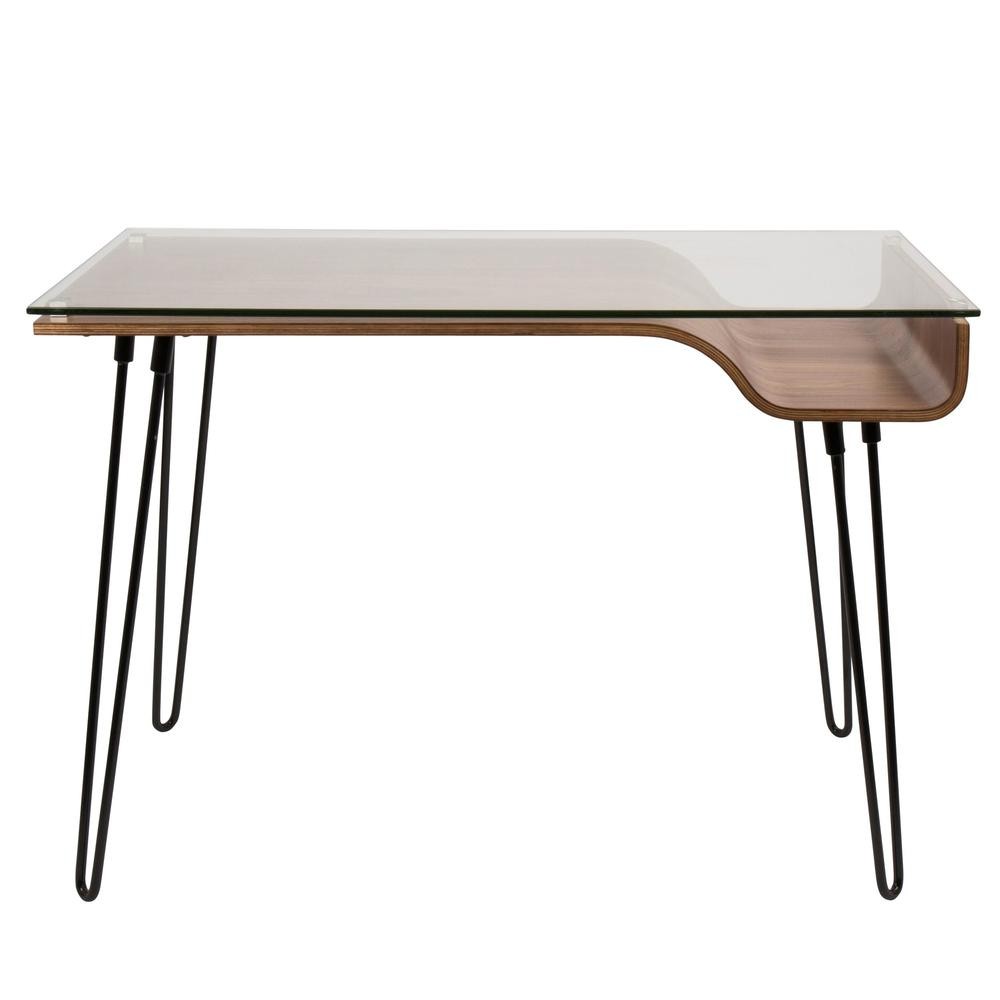 Walnut, Clear, Black Avery Desk