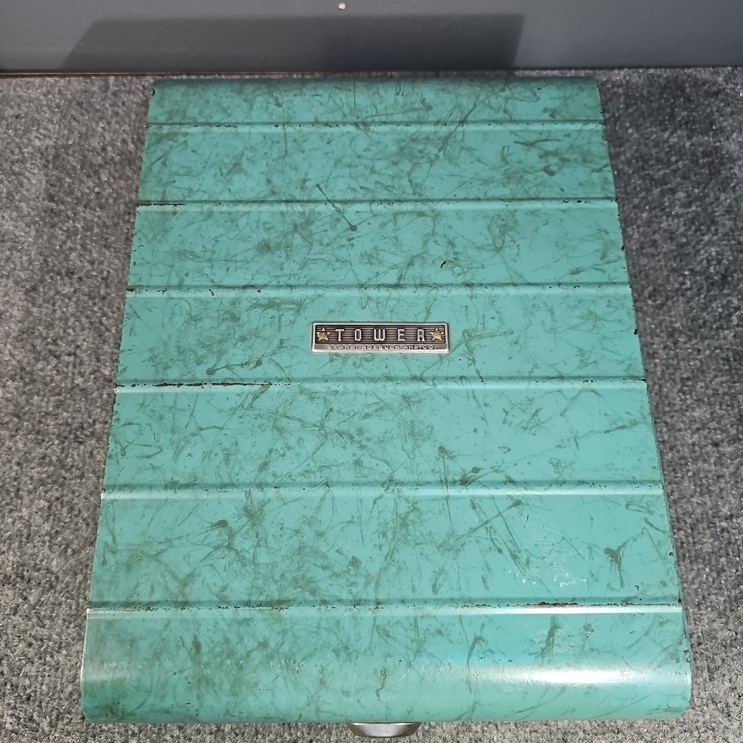 Sears Roebuck And Co. “TOWER” Green Marbled Lock Box No Key Vintage MCM