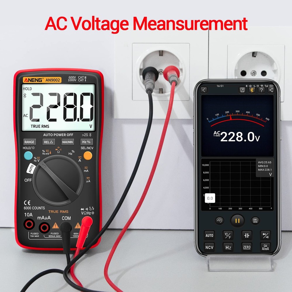 Bluetooth Multimeter Digital Tester Autoranging Trms 6000 Counts Ohmmeter For Ac
