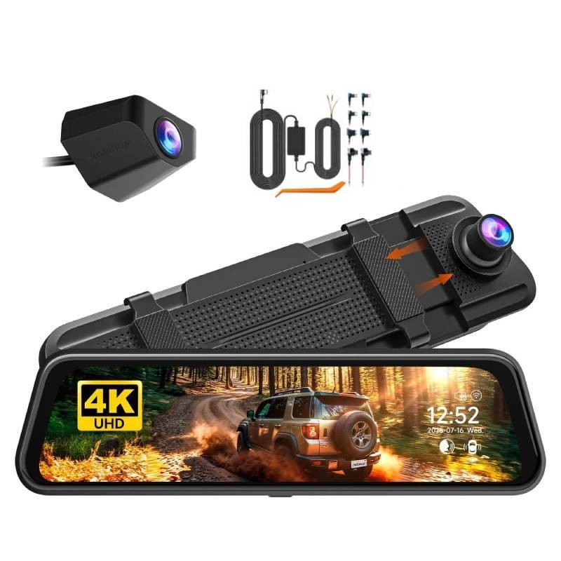 WOLFBOX Dash Camera 4K Dash Cam Front and Rear, FREE 64GB Card Parking Monitor