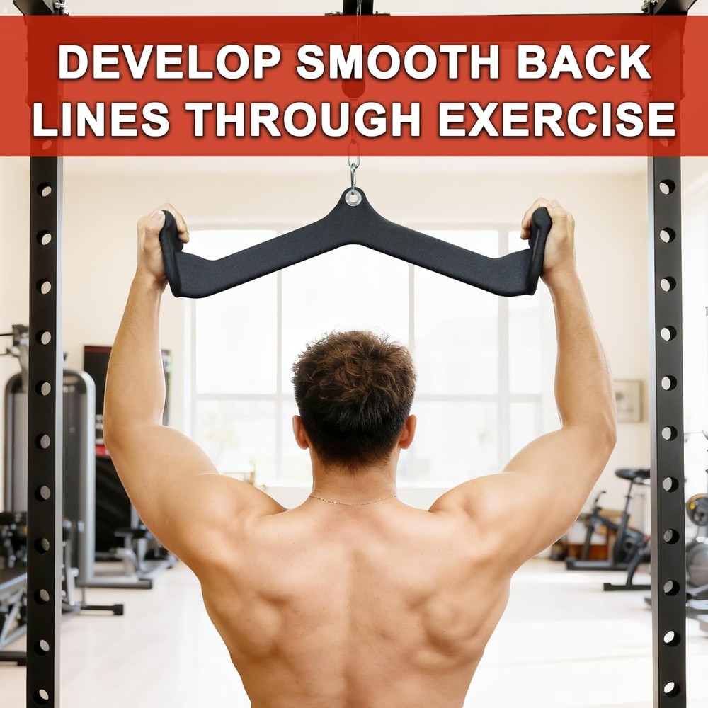 LAT Pulldown 5PC Cable Machine Rowing Bar Set Bicep Curl Tricep Lat Pull Down