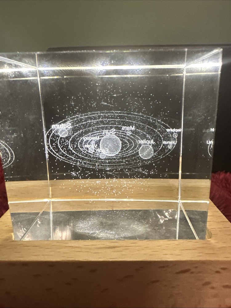 Crystal Engraved Cube Universe Nightlight