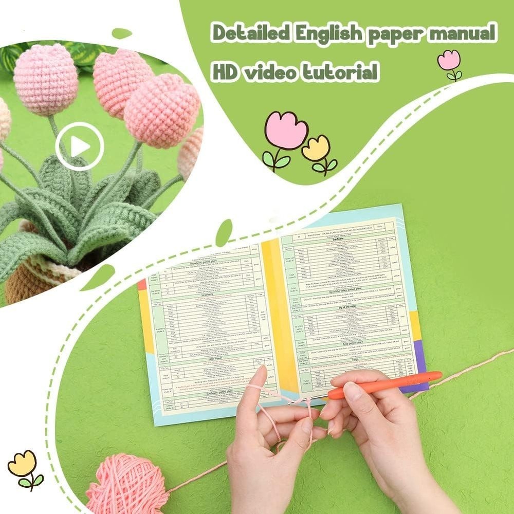 Tulia’s Tulip Crochet Kit: Complete Beginner Set with Video Tutorials & Yarn
