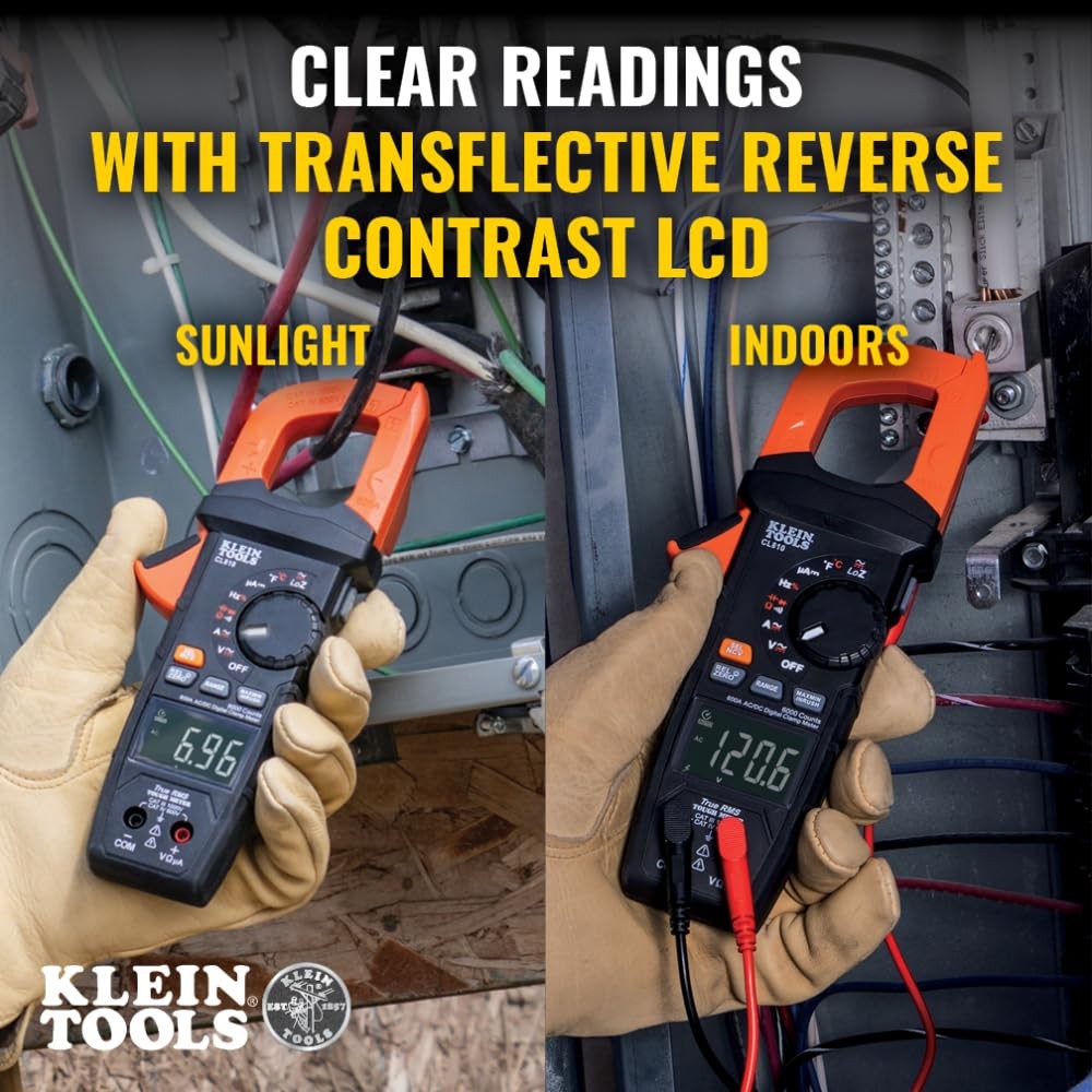 Klein Tools CL810 Digital Clamp Meter, Auto Ranging TRMS, AC/DC Volt/Current,...