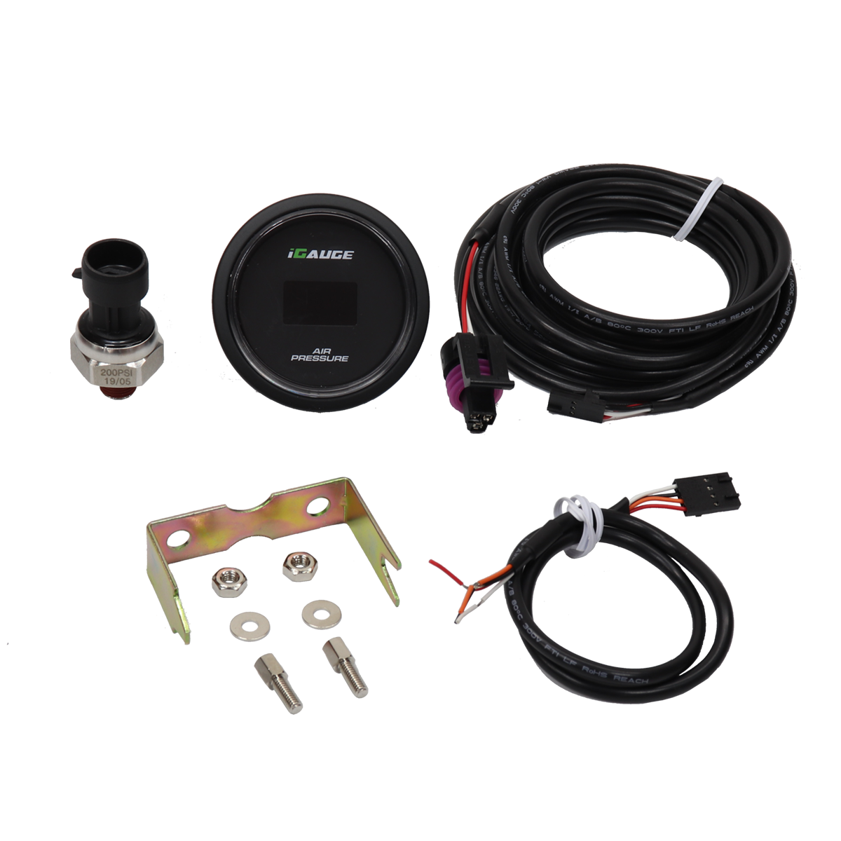 52mm Digital Air Pressure Gauge 200 PSI Blue & Red LED Air Ride Suspension