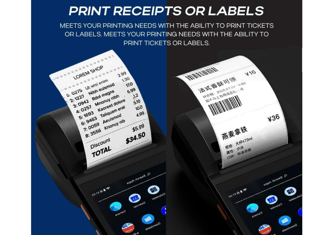 POS Android 13 PDA Receipt Printer 58mm High Speed Thermal Printer 5.5’ Touch Sc