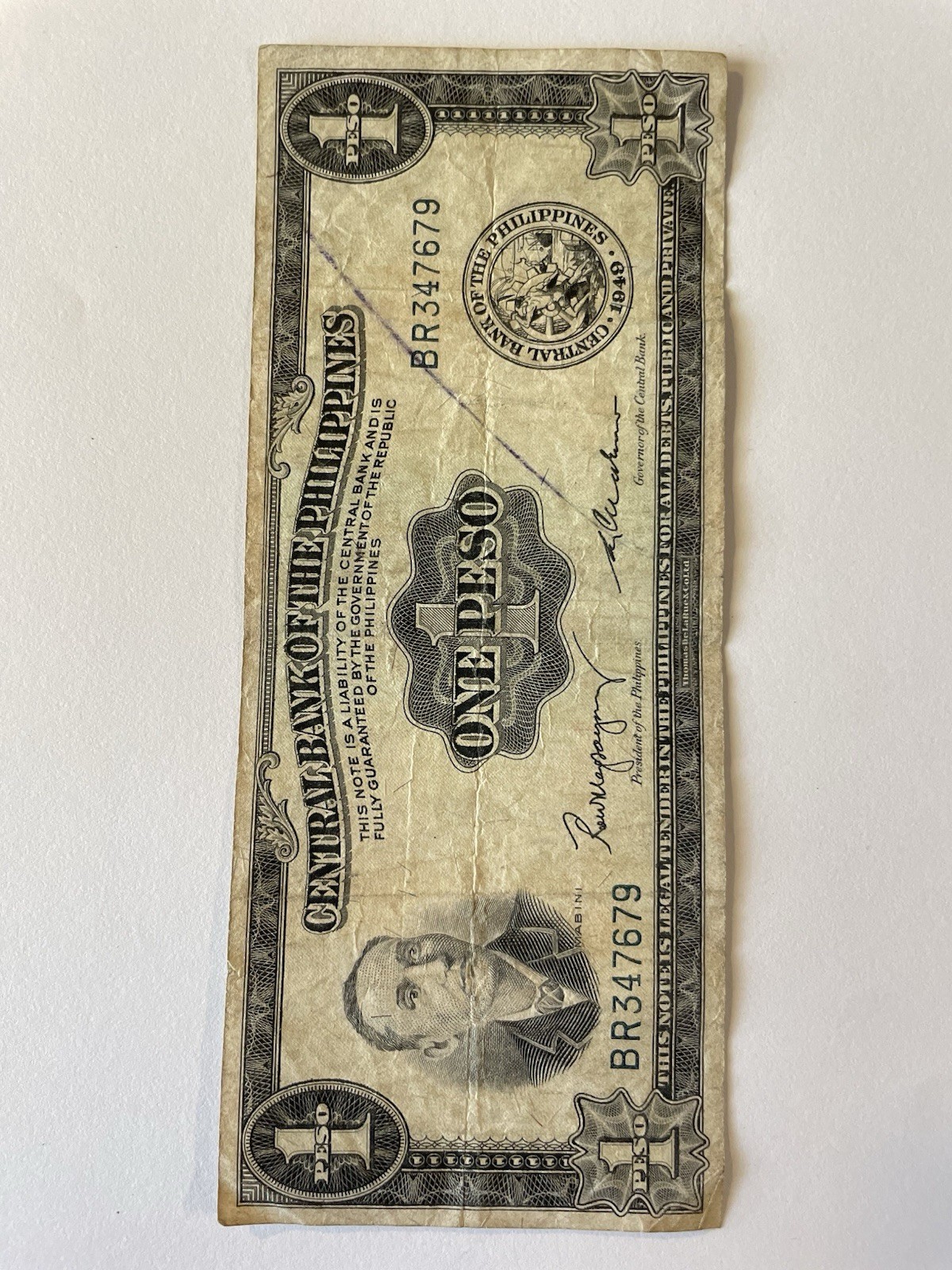 Billete De Un Peso Mexicano Sin Circular De 1949 En Buena Condicion