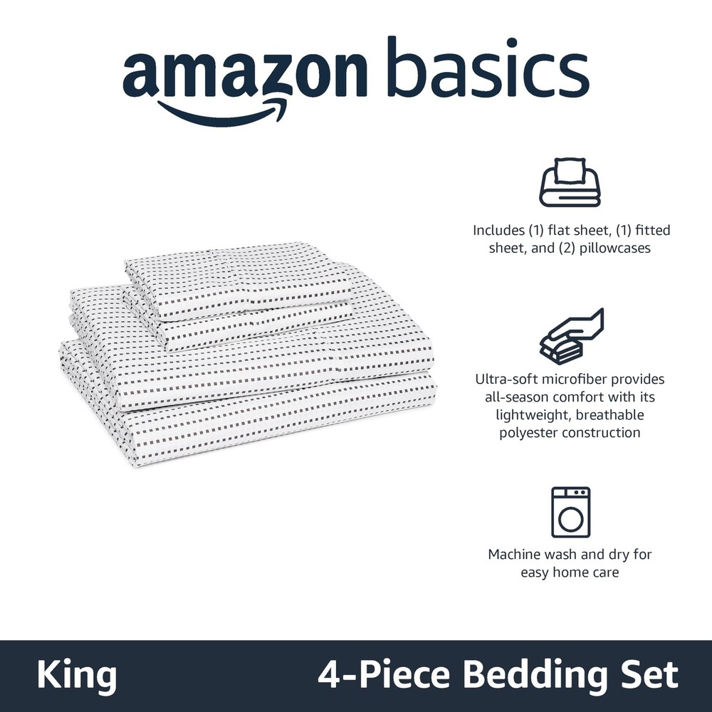 Lightweight Microfiber 4 Piece Bed Sheet Set Plum Printed King