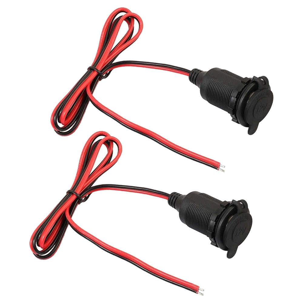 2PC Car 12v Cigarette lighter Charger Cable Female Socket Plug Connector