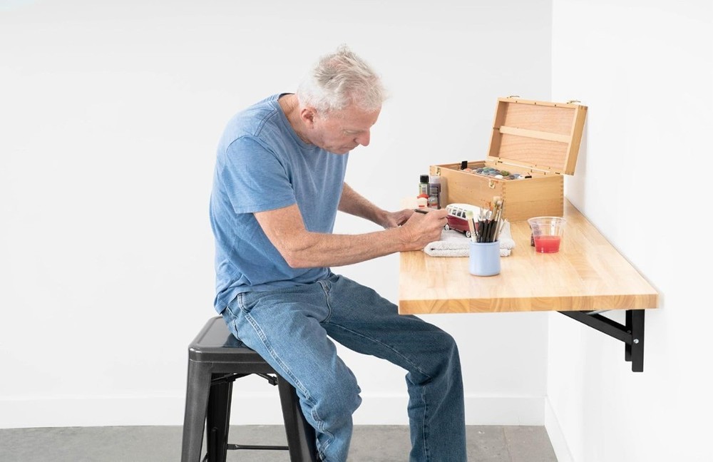 (48")SafeRacks Heavy Duty Wall Mounted Folding Table | Collapsible Workbench