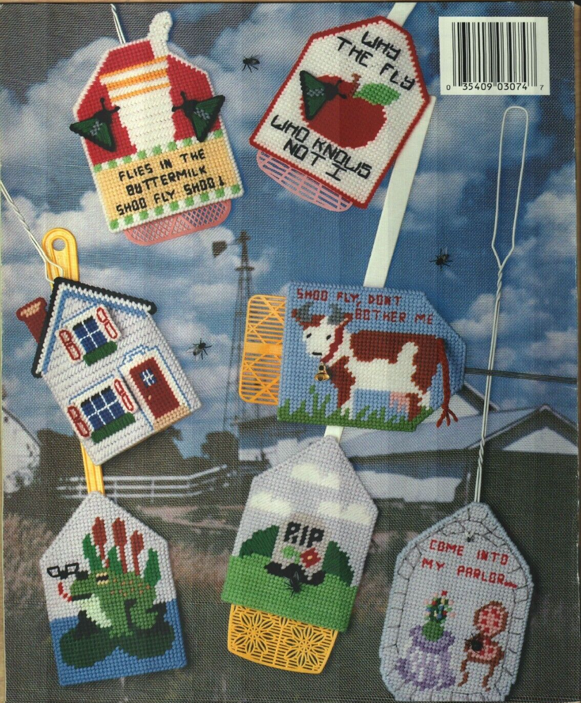 USED FLY SWATTER COVERS 13 DESIGNS HOME DECOR PLASTIC CANVAS PATTERN BOOK