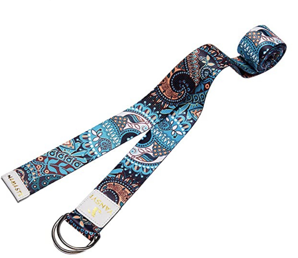 YANSYI 2Yoga Belts Eco-Printed Boho Durable Premium Fabric Exercise D-Ring