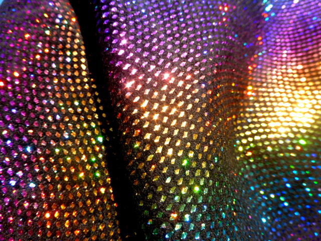 Pigskin leather hide Flashing Glitter Metallic Rainbow Waves Pattern 1.5oz