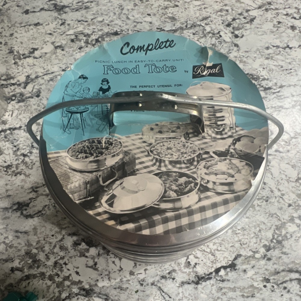 Regal Aluminum 5-Compartment Lunch Container Set Silver Handle Lid