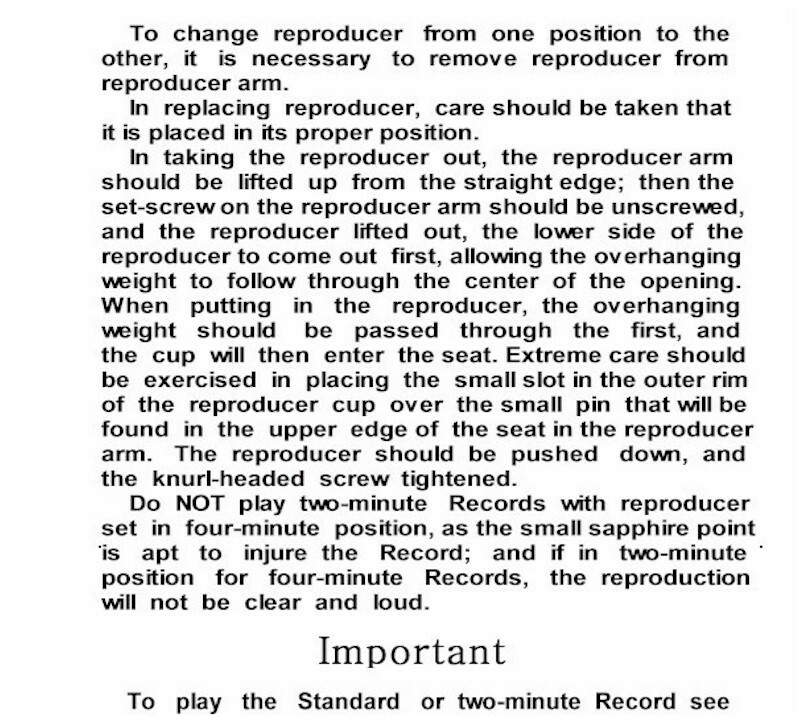 Edison Fireside Phonograph Instruction Manual Reproduction