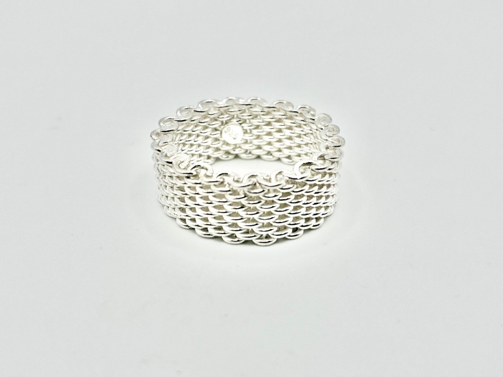 Silver Mesh Woven Ring – Size 9