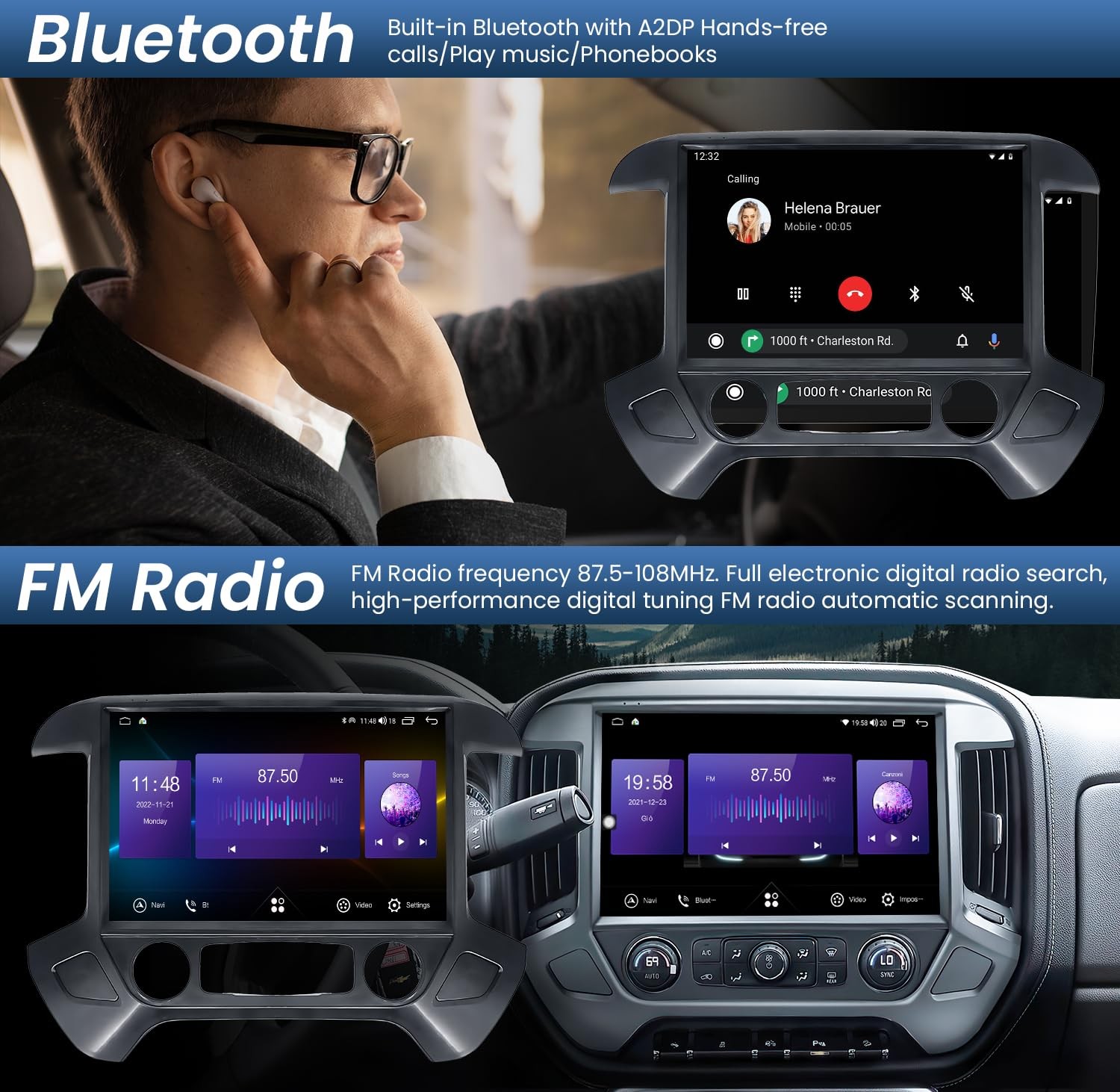 For 2014-2018 Chevy Silverado GMC Sierra CarPlay Car Radio Stereo GPS 32GB 13.1"