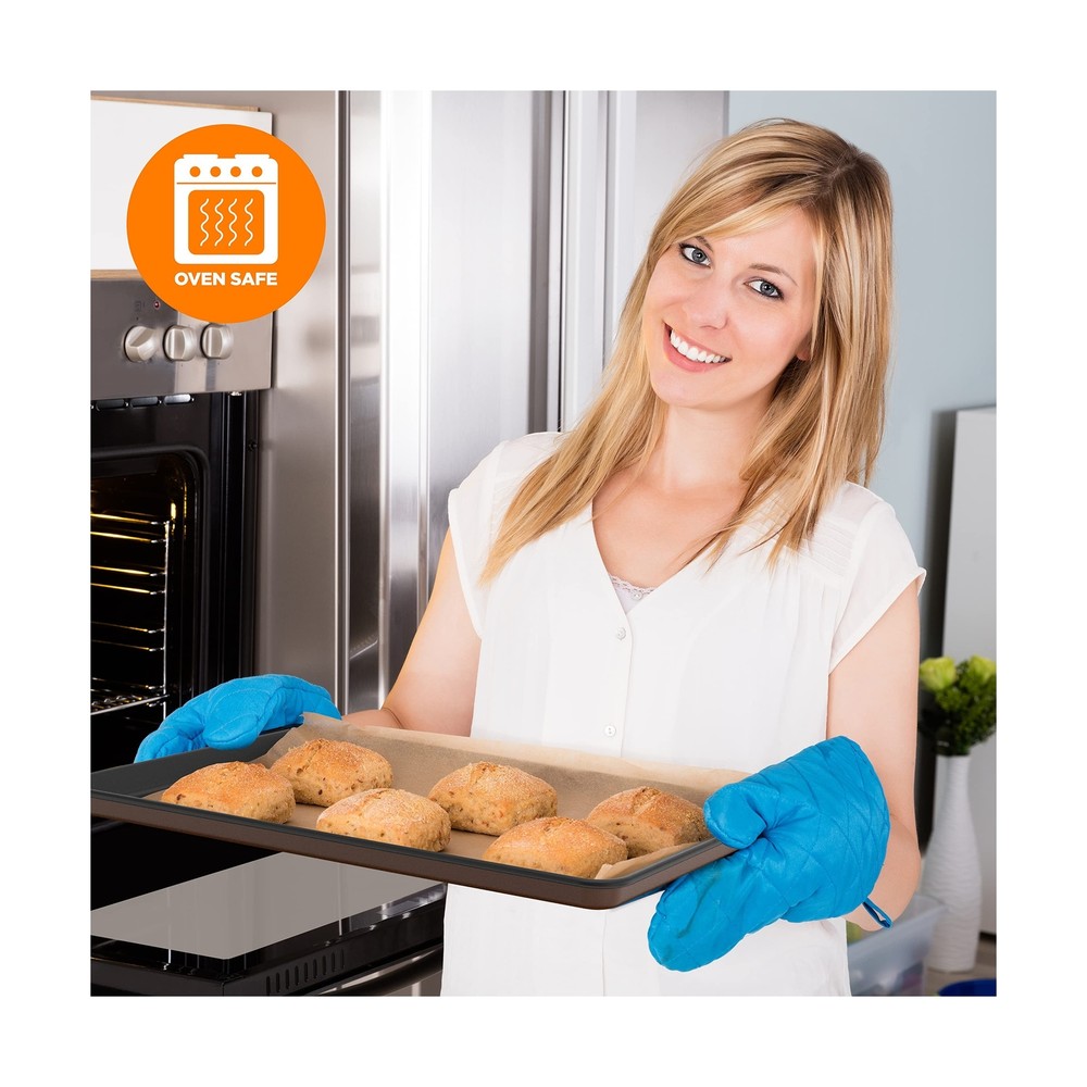 8-Piece Nonstick Stackable Bakeware Set - PFOA, PFOS, PTFE Free Baking Tray S...
