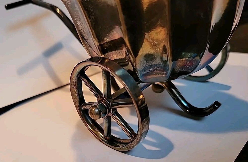 Vtg. Silverplate Wheeled Wagon Caddy, Server. Italy