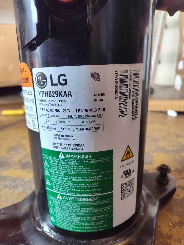 LG, YPH029KAA, Scroll compressor, 220V, R454B, Single Phase