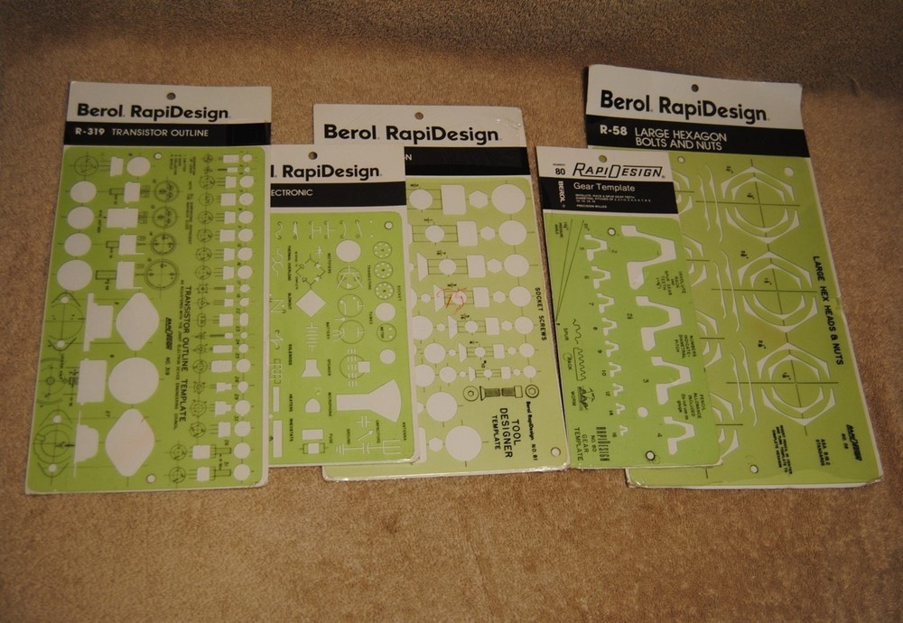 NOS Berol RapiDesign Templates Bolt Nut Gear Tool Design Electronic Transistor B