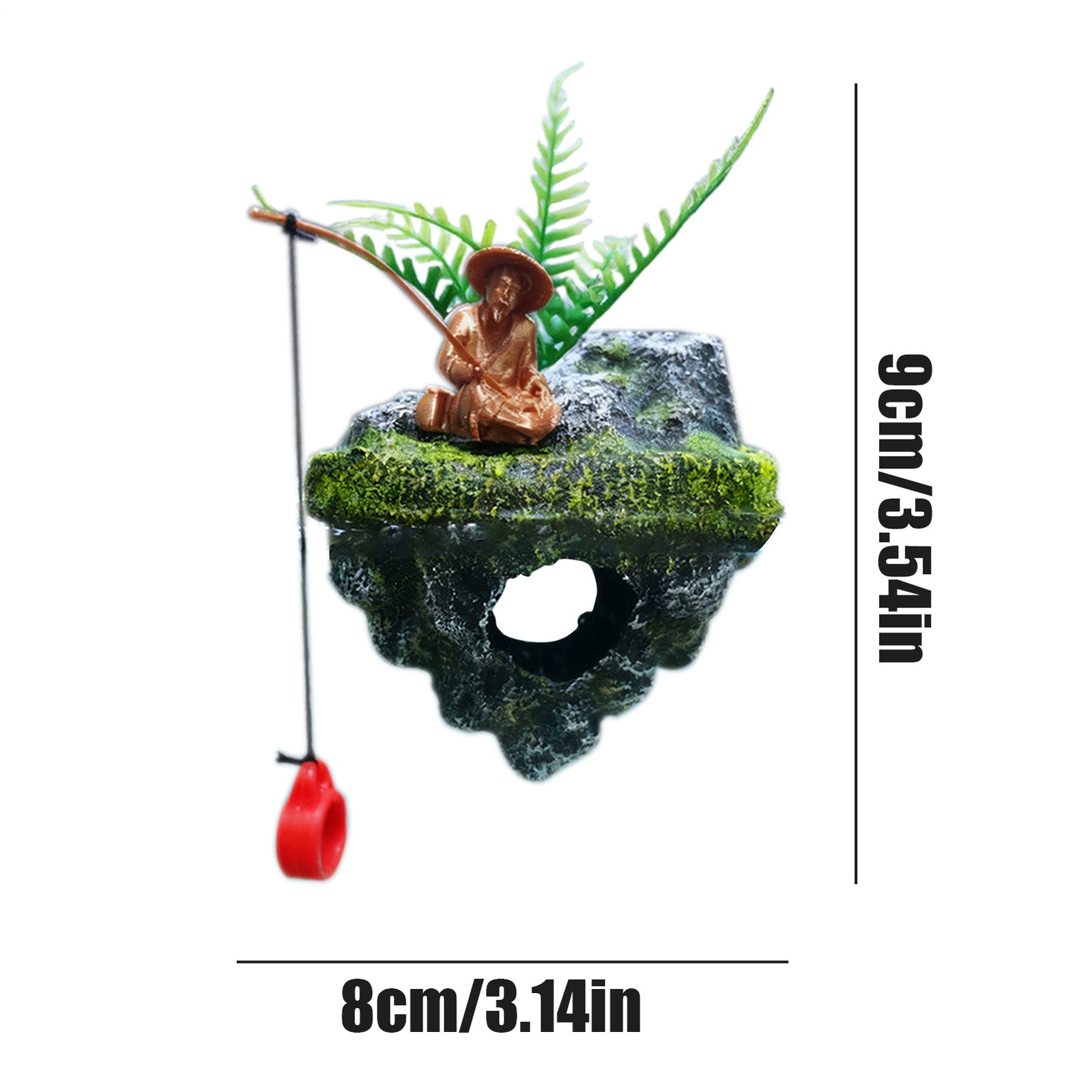 Aquarium Decorations Resin Realistic Small Floating Fisherman Island Fish