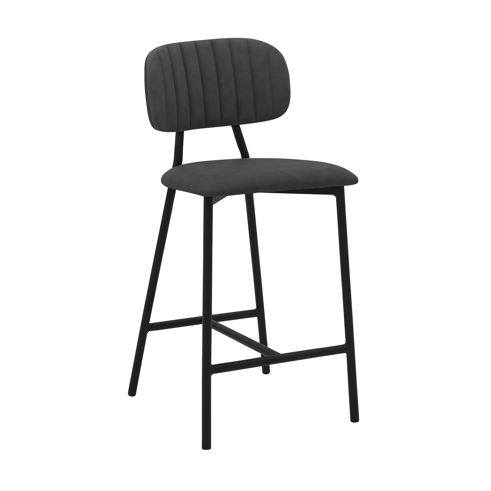 Bar Stool with Faux Leather Upholstery, 250lb Capacity Metal Frame Bar Stool