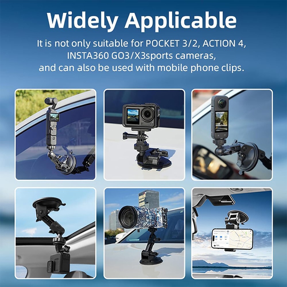 Car Windshield Window Mounted Suction Cup Bracket Adapter for DJI Osmo Pocket 3