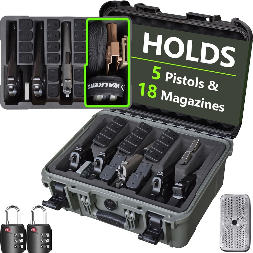 TSA Approved Pistol Gun Case for Multiple Handguns – Hard Shell Waterproof & ...