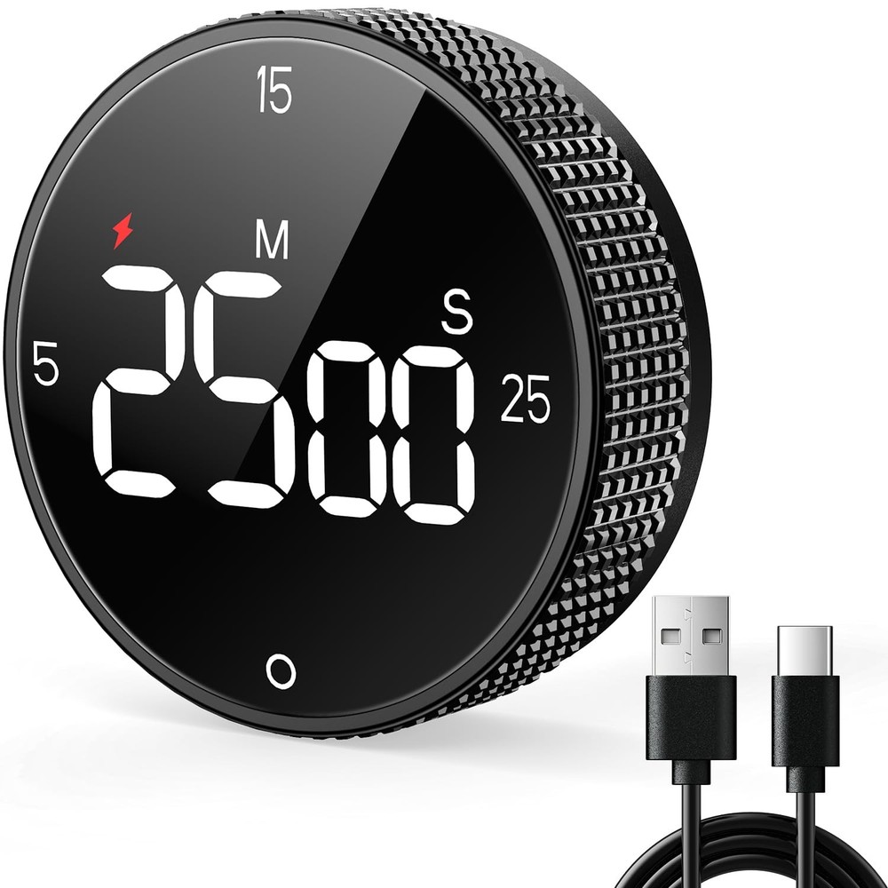 USB Rechargeable Magnetic Kitchen Timer for Cooking, Building 800mAh Battery ...