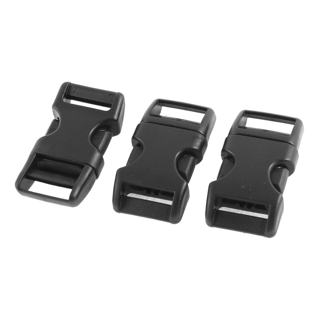 3 Pcs Plastic Clasp Side Release Buckle Black for 1.5cm Width Belt Strap